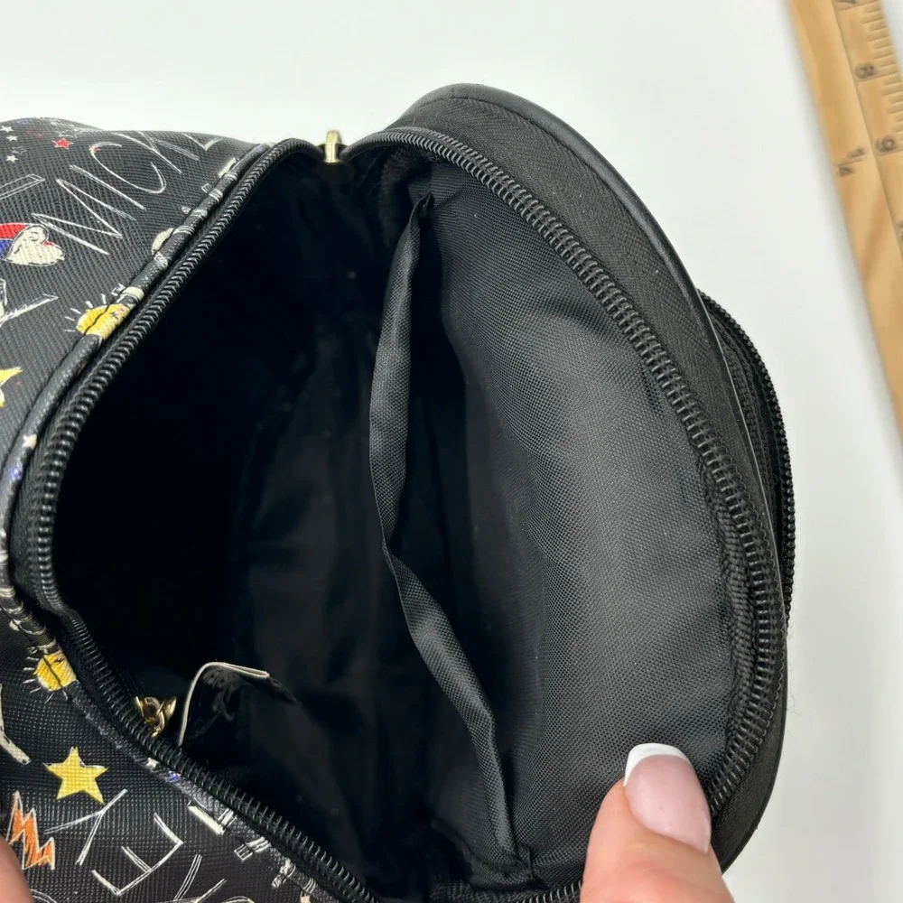 Disney Mickey Mouse Mini Backpack Black Gold‎ Lettering Pattern Print Cute